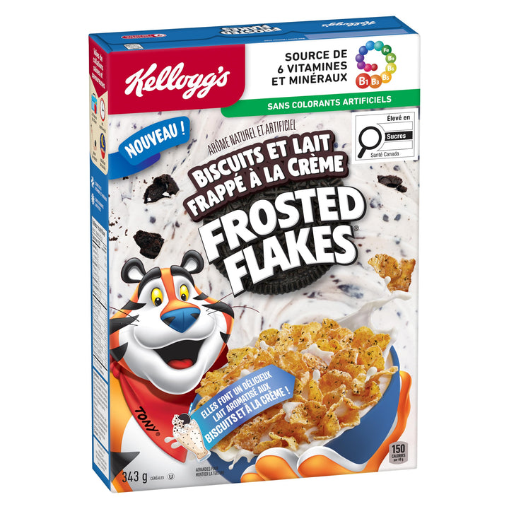Kellogg's Frosted Flakes® Cookies & Crème Milkshake Flavour Cereal 2 x 343g - Canadian Distribution - Ships Free Within Canada on Orders Above CAD $199