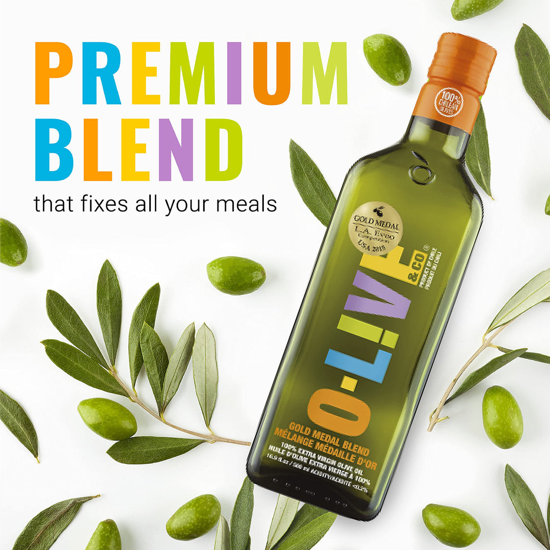 O-Live & Co. Gold Medal Winner Extra Virgin Olive Oil 500ml - Cold Pressed Premium Cooking Oil - Canadian Distribution - Ships Free Within Canada on Orders Above CAD $199