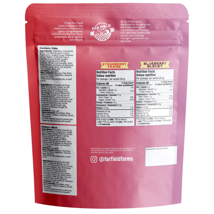 Far Field – Probiotic Yogurt Fruit Bites – Blueberry & Strawberry – 30 Pack / 600g – Real Fruit & Real Yogurt