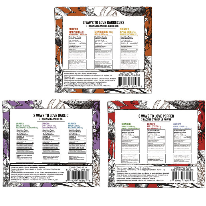 Soeos – Spice Grinder Set – 9 Spices – Set of 9