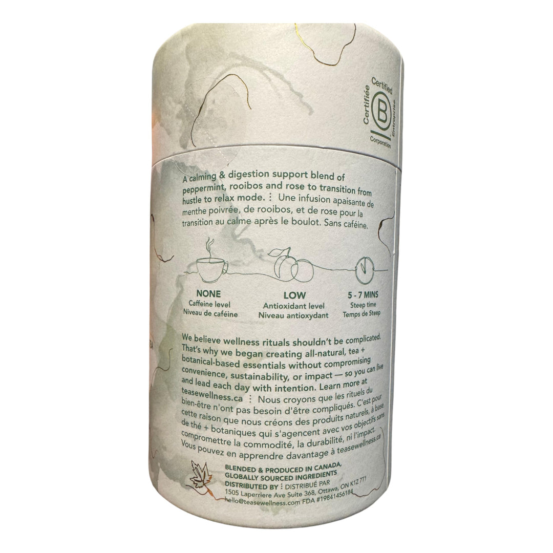 Tease Tea Organic Midnight Mint - Caffeine-Free Herbal Digestive Blend with Peppermint, Spearmint & Peach - Canadian Distribution - Ships Free Within Canada on Orders Above CAD $199