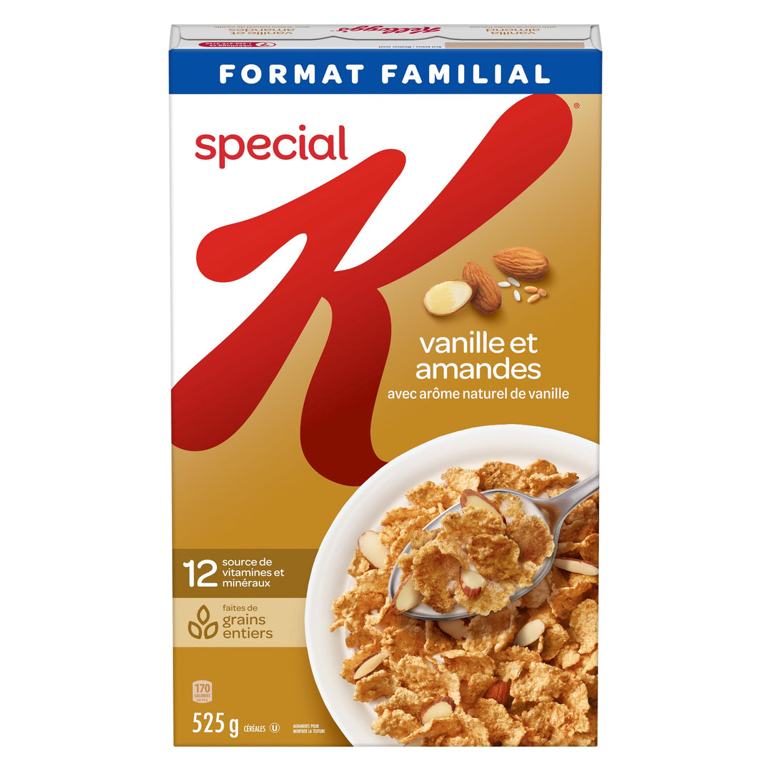 Kellogg's Special K Vanilla Almond Cereal Family Size 2 x 525g – High Fibre Whole Grain - Canadian Distribution - Ships Free Within Canada on Orders Above CAD $199