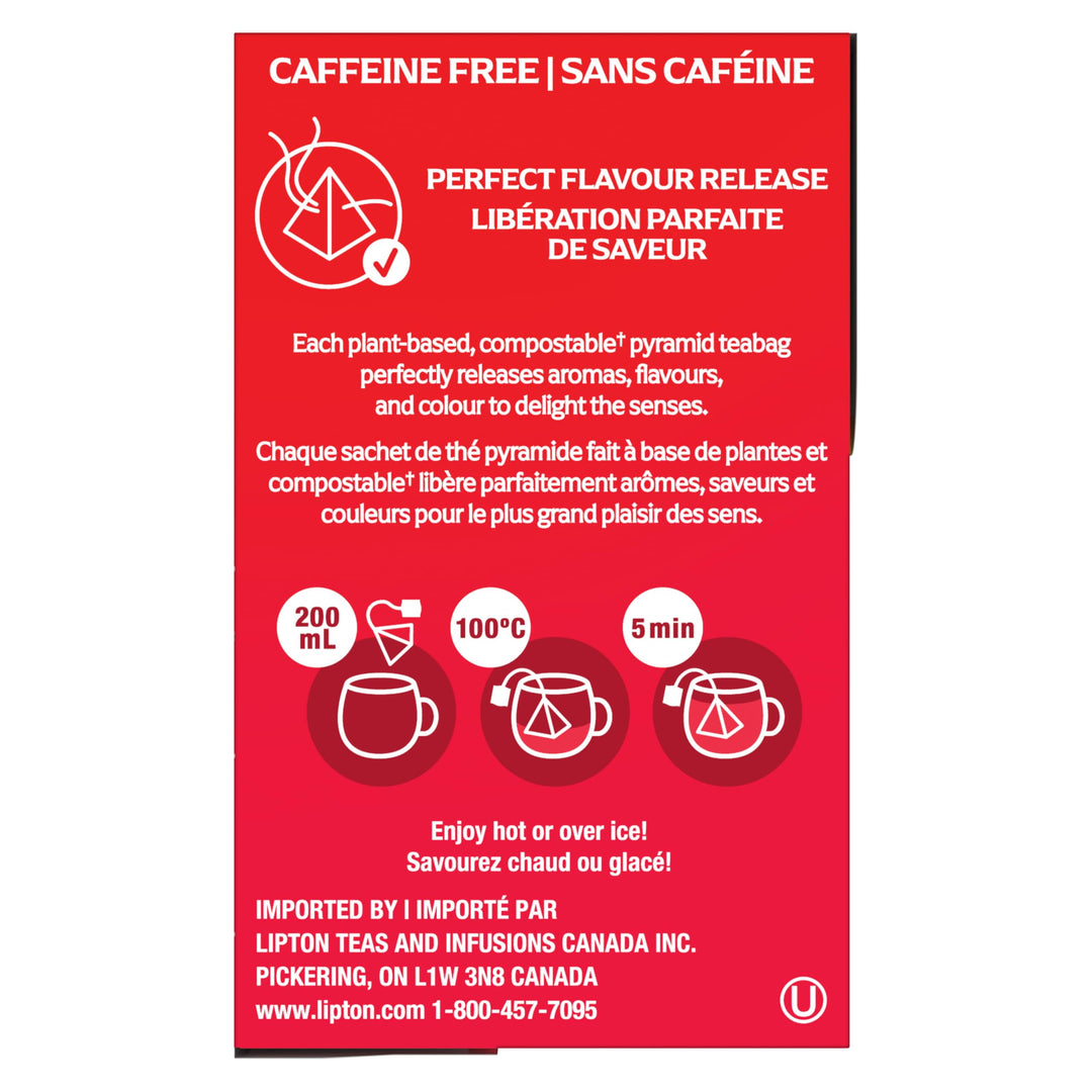 Lipton Berry Bliss Herbal Tea Pyramids – 20 Tea Bags (4-Pack) - Canadian Distribution - Ships Free Within Canada on Orders Above CAD $199