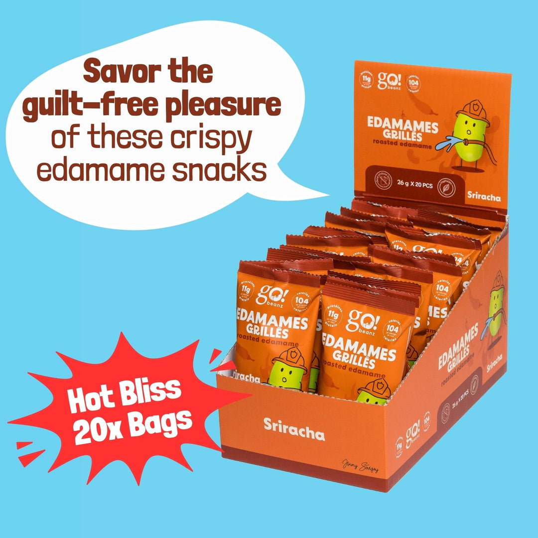 GoBeanz – Roasted Edamame – Sriracha – High-Protein Snack – 20 Packs