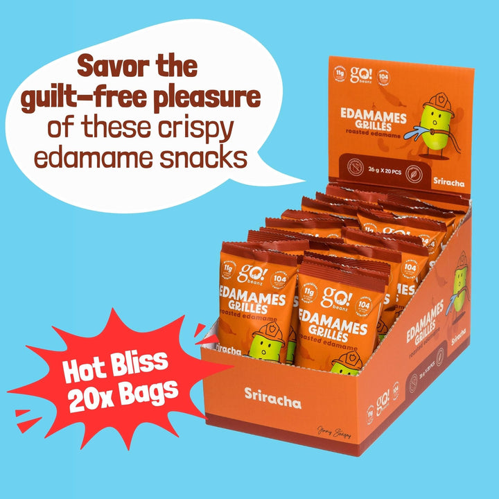 GoBeanz – Roasted Edamame – Sriracha – High-Protein Snack – 20 Packs