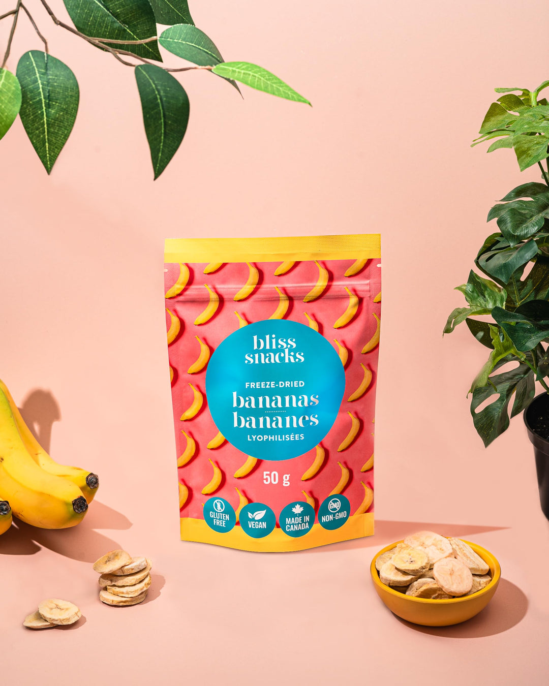 Bliss Snacks Freeze-Dried Banana Slices 2 x 50g - Canadian Distribution - Ships Free Within Canada on Orders Above CAD $199