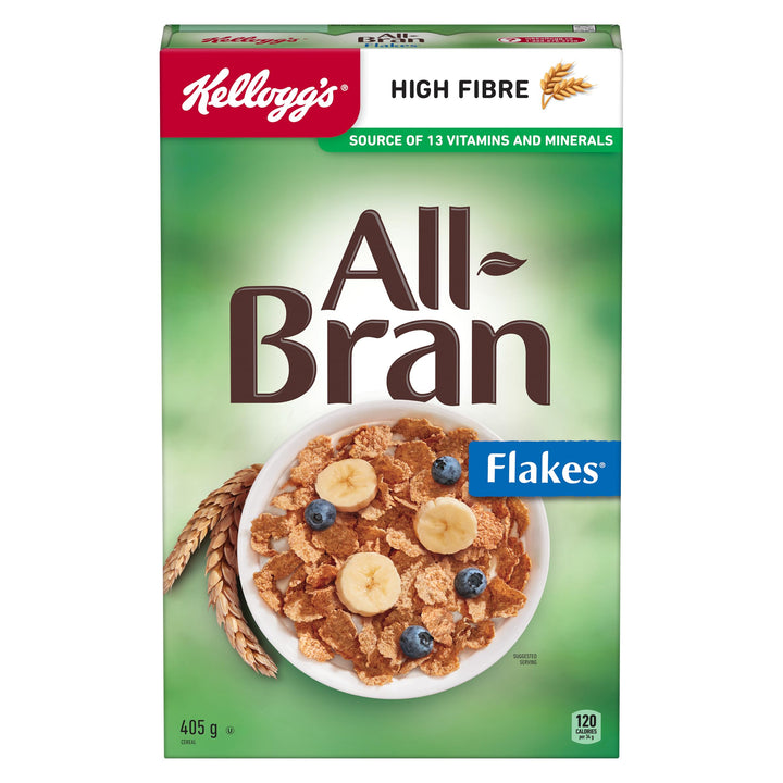 Kellogg's All Bran Cereal Flakes 2 x 405g Box - Canadian Distribution - Ships Free Within Canada on Orders Above CAD $199