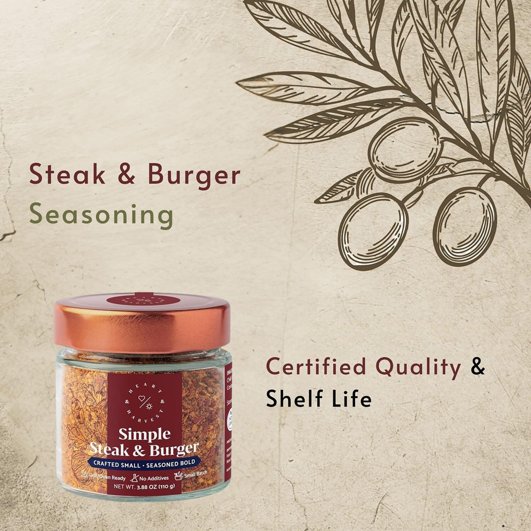 Heart and Harvest Simple Blend Steak and Burger Seasoning - Black Pepper with Garlic and Chili - Non-GMO, No Additives - 2 x 170g - Canadian Distribution - Ships Free Within Canada on Orders Above CAD $199