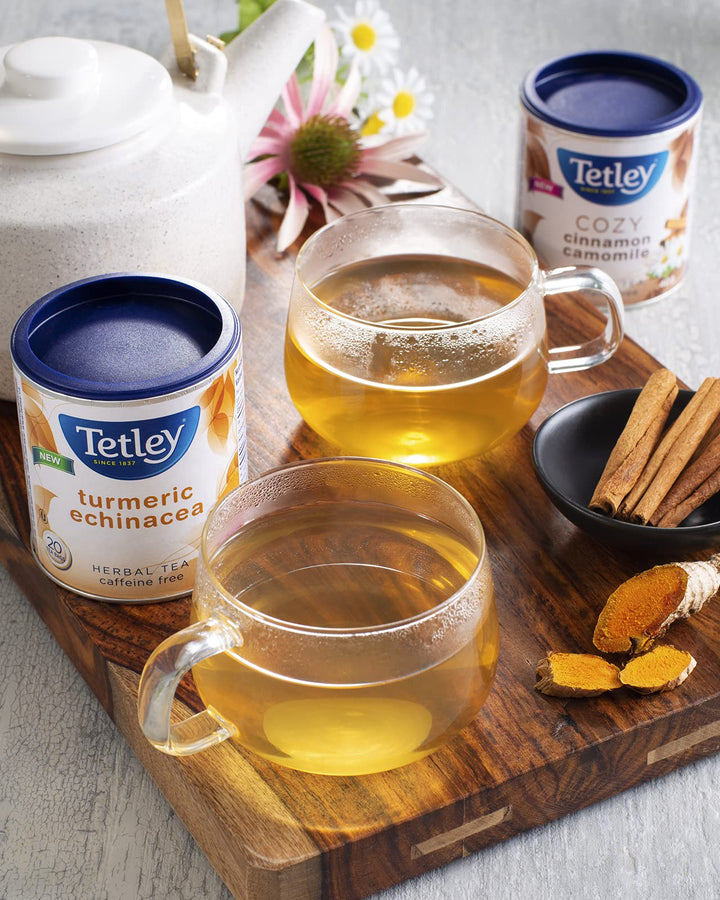 Tetley Turmeric Echinacea Herbal Tea - 20 Bags per Box, 36g, Caffeine-Free, 6-Pack Bundle (120 Total Bags) - Canadian Distribution - Ships Free Within Canada on Orders Above CAD $199