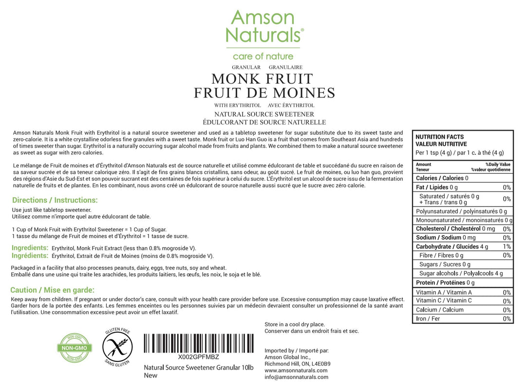 Natural Source – Sweetener – Granular 1:1 Sugar Substitute – 10 lb