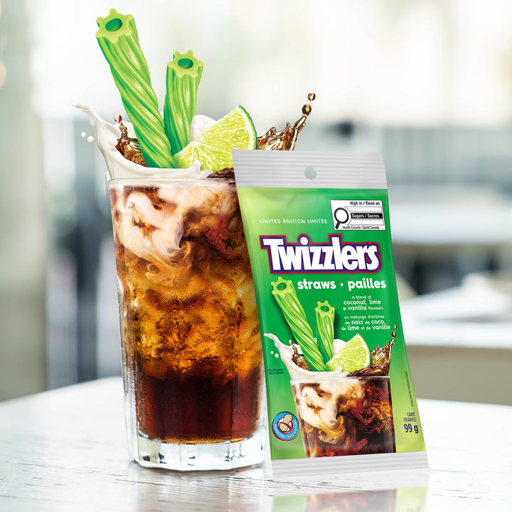Twizzlers Straws - Coconut, Lime & Vanilla Flavour Blend, 2 x 99g - Canadian Distribution - Ships Free Within Canada on Orders Above CAD $199