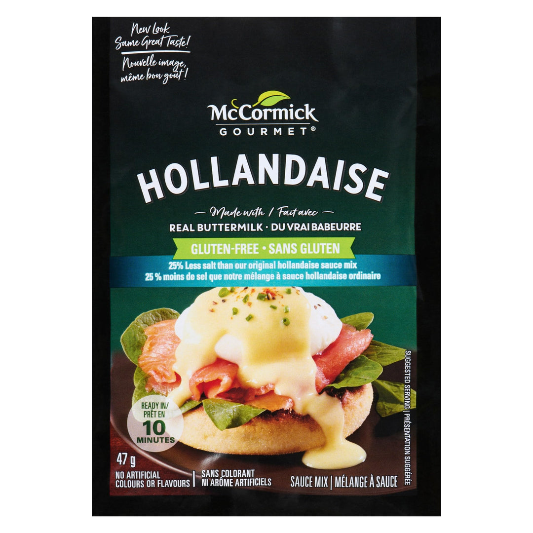 McCormick Gourmet Hollandaise Sauce Mix - Reduced Sodium, Real Buttermilk, 10-Minute Preparation, Gluten-Free, 47 g, Pack of 12 - Canadian Distribution - Ships Free Within Canada on Orders Above CAD $199
