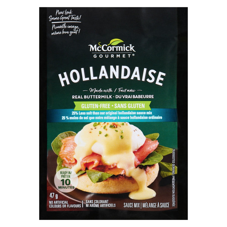 McCormick Gourmet Hollandaise Sauce Mix - Reduced Sodium, Real Buttermilk, 10-Minute Preparation, Gluten-Free, 47 g, Pack of 12 - Canadian Distribution - Ships Free Within Canada on Orders Above CAD $199