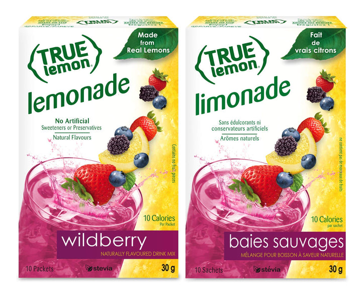 True Lemon – Lemon & Lime Drink Mix – Variety Pack – 6 × 10 ct