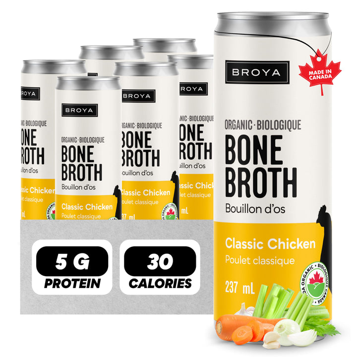 BROYA – Bone Broth – Classic Chicken – 6 × 237mL – Organic Ingredients