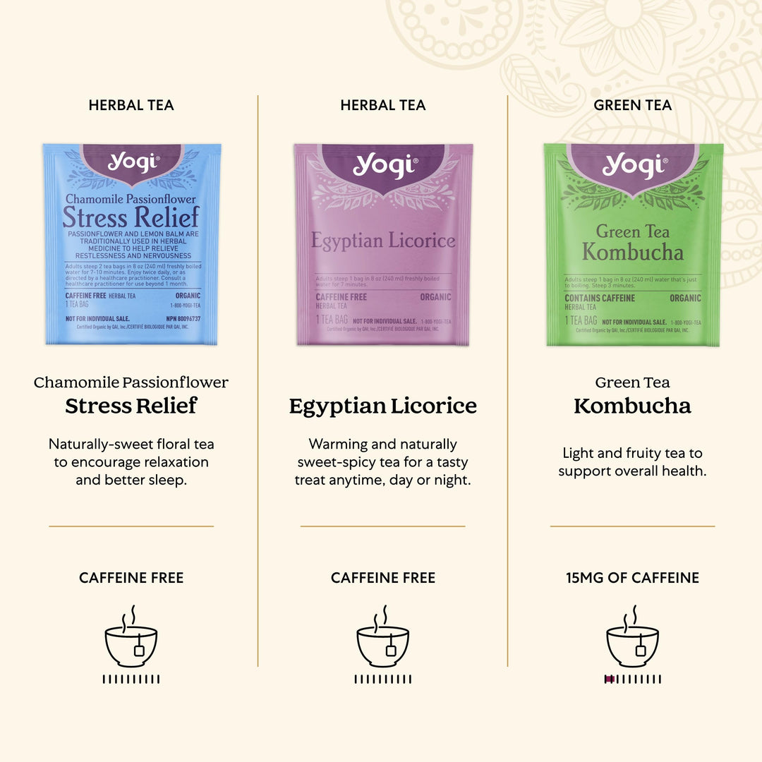 Yogi – Organic Tea Sampler – Assorted Wellness Teas – 45 Bags