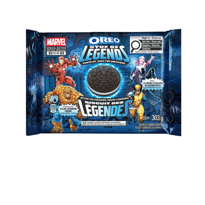 Marvel Oreo Stuf of Legends Colour-Changing Creme Cookies, 2 x 303g Limited Edition - Canadian Distribution - Ships Free Within Canada on Orders Above CAD $199