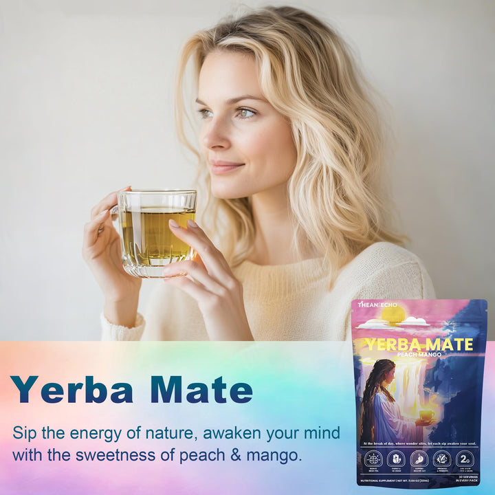 Yerba Mate – Yerba Mate Powder – Peach Mango – 30 Servings – Probiotic and prebiotic blend