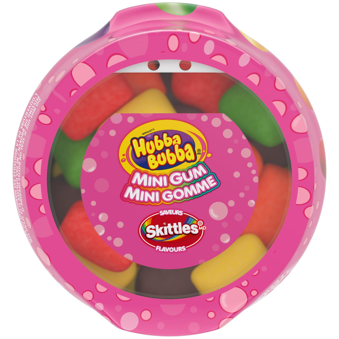 HUBBA BUBBA Minis Sugar-Free Bubble Gum in SKITTLES Flavours – 6 Resealable Bottles (40 Pieces Each) - Canadian Distribution - Ships Free Within Canada on Orders Above CAD $199