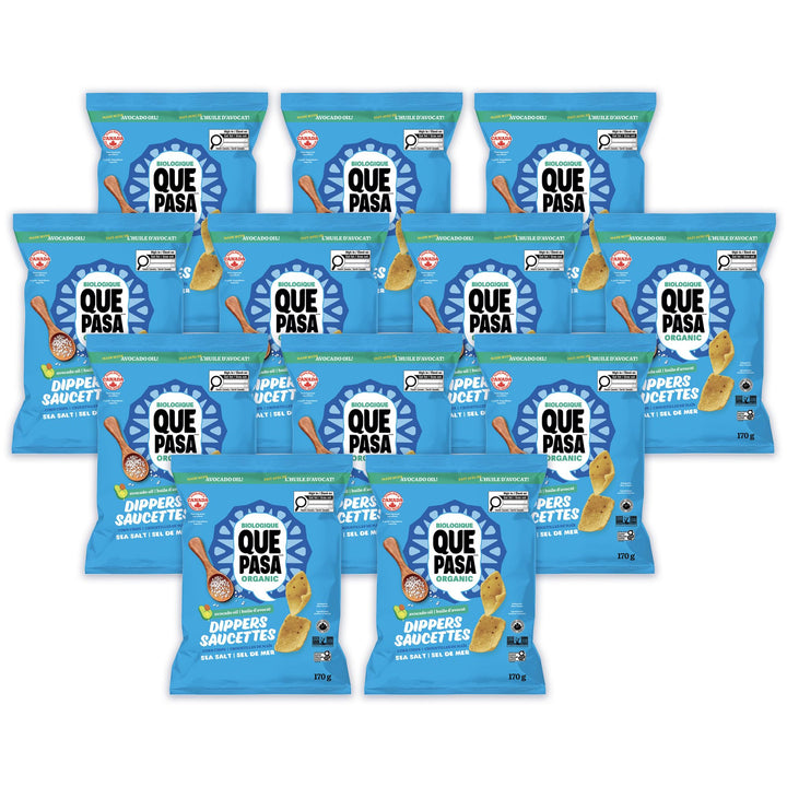 Que Pasa Organic Salted Dippers Tortilla Chips - 12 Pack (170g each) | Gluten Free & Non-GMO - Canadian Distribution - Ships Free Within Canada on Orders Above CAD $199