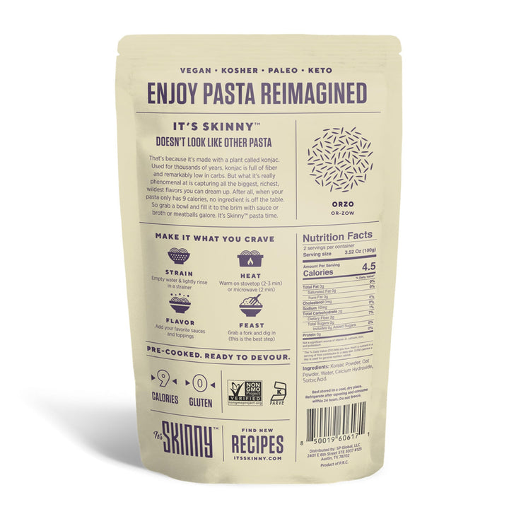 It’s Skinny – Low Carb Pasta – Orzo (Konjac Rice) – 6 Pack – Keto-Friendly