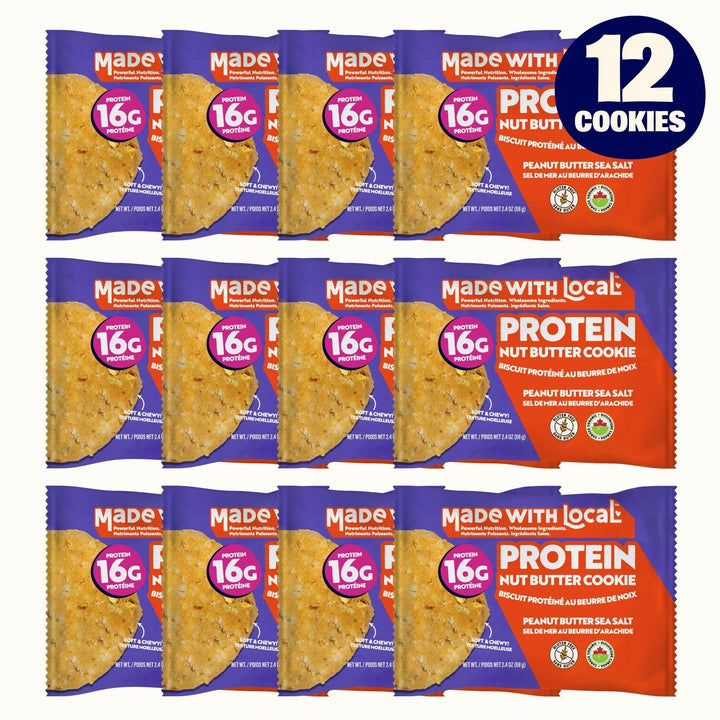 Made With Local – Protein Nut Butter Cookies – Peanut Butter Sea Salt – 12 Pack