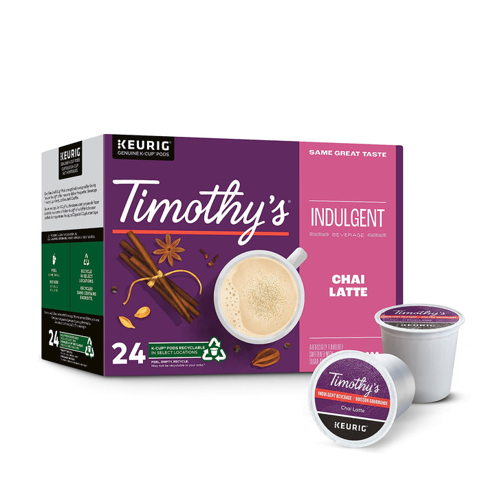 Timothy's Chai Latte K-Cup Pods – 24 Count Single Serve Capsules - Canadian Distribution - Ships Free Within Canada on Orders Above CAD $199