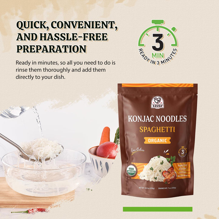 52USA – Organic Konjac Shirataki Noodle – Angel Hair Fettuccine Variety Pack – 1500g 6 Pack – Low carb keto friendly