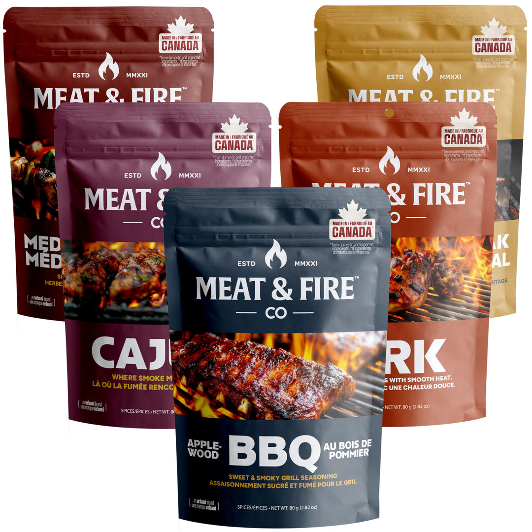 Meat and Fire Co – BBQ Spices and Rubs Gift Set – 5 Gourmet Seasonings – Gift box
