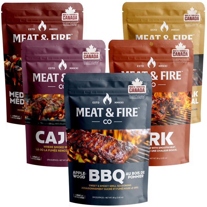 Meat and Fire Co – BBQ Spices and Rubs Gift Set – 5 Gourmet Seasonings – Gift box