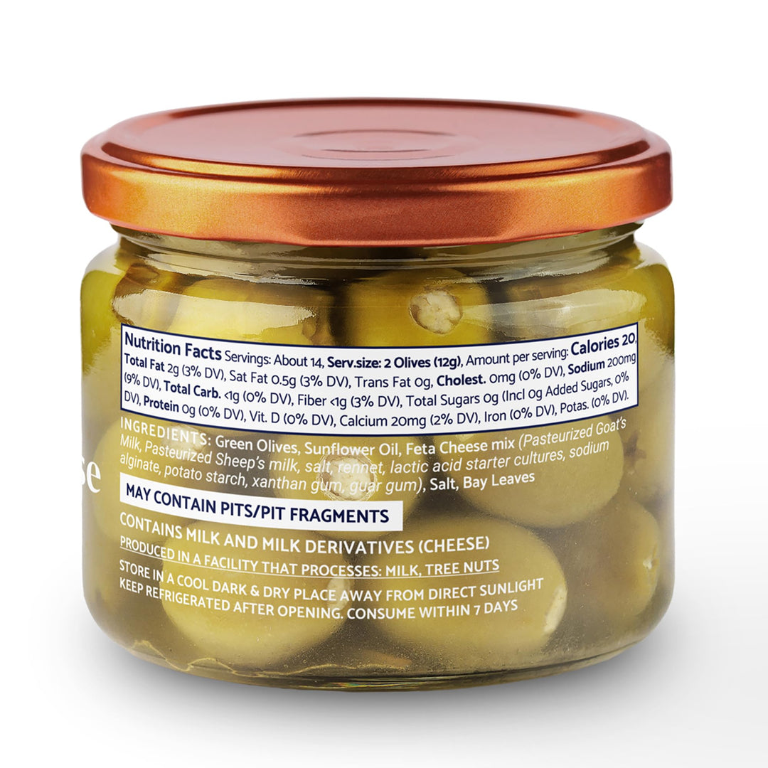 Heart and Harvest Feta-Stuffed Greek Olives - Hand-Picked Chalkidiki Variety - 300g - Canadian Distribution - Ships Free Within Canada on Orders Above CAD $199