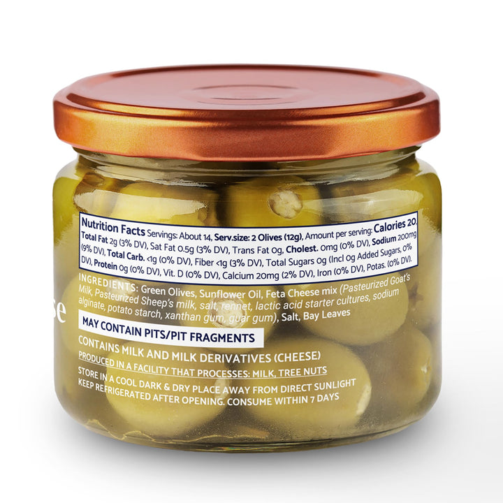 Heart and Harvest Feta-Stuffed Greek Olives - Hand-Picked Chalkidiki Variety - 300g - Canadian Distribution - Ships Free Within Canada on Orders Above CAD $199