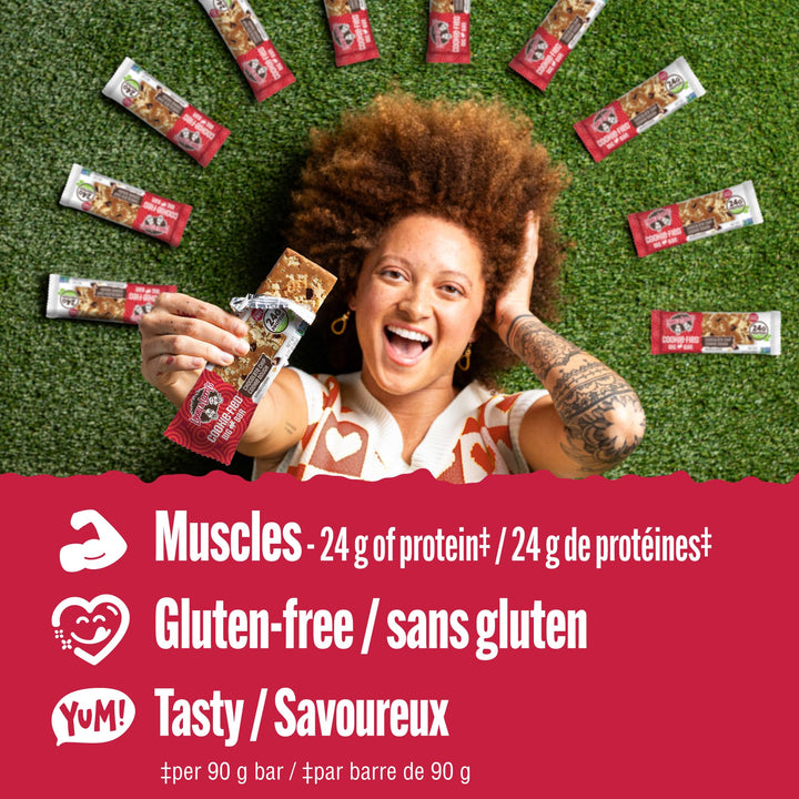 Lenny & Larry's Cookie-fied BIG BAR – Chocolate Chip Cookie Dough Vegan Protein Bars (12 x 90g) – 24g Plant Protein, 10g Prebiotic Fiber, Gluten-Free Snack - Canadian Distribution - Ships Free Within Canada on Orders Above CAD $199