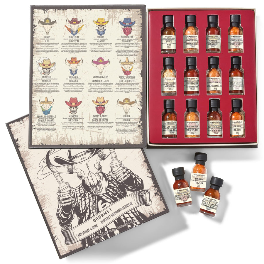 Thoughtfully – BBQ Sauce & Rub Gift Set – Western Theme – Set of 12