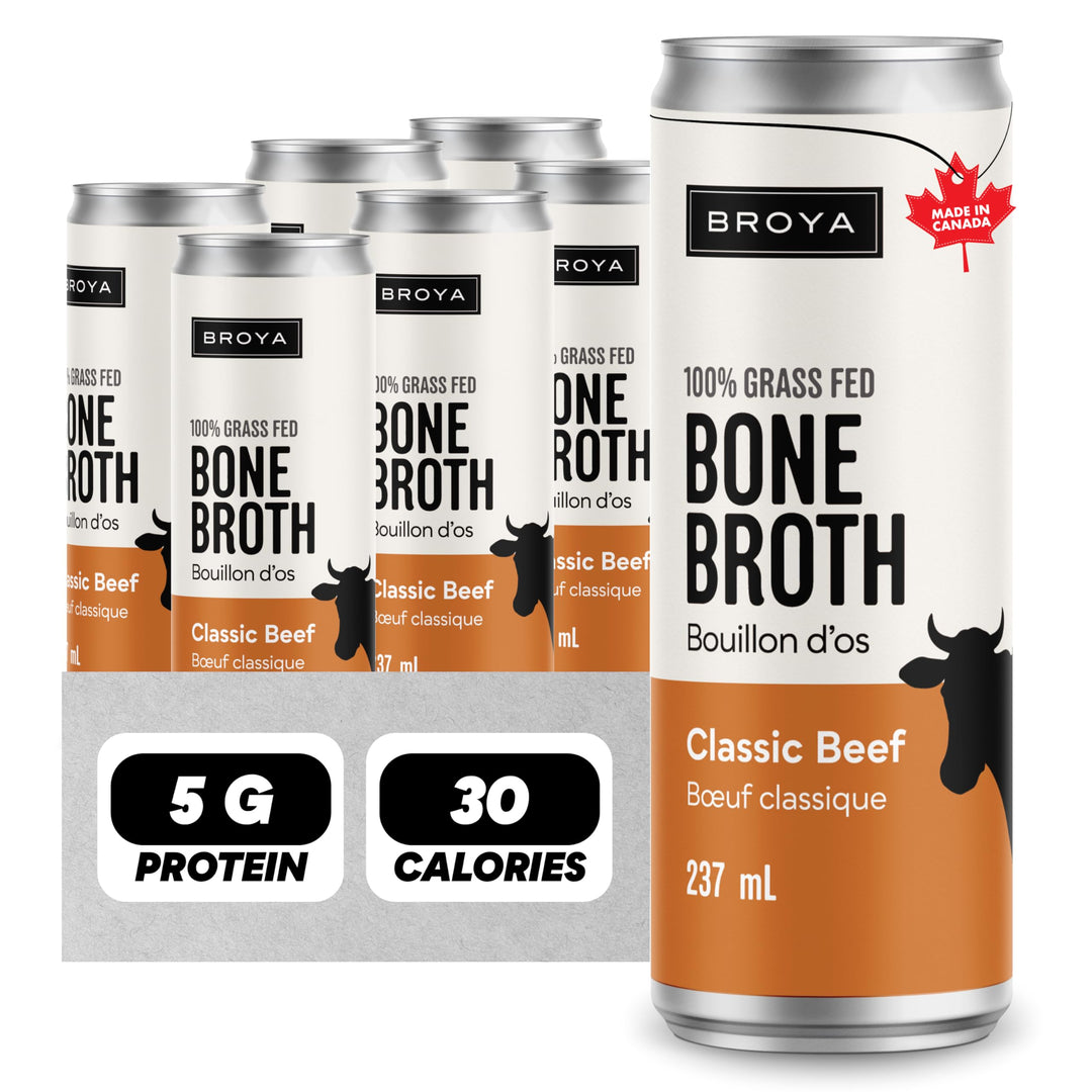 BROYA – Bone Broth – Classic Beef – 6 × 237mL – Grass-Fed