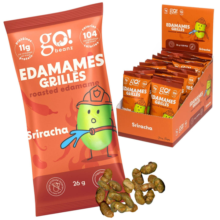 GoBeanz – Roasted Edamame – Sriracha – High-Protein Snack – 20 Packs