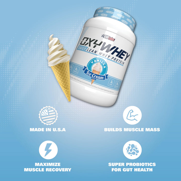 EHP Labs – OxyWhey Protein Powder – Vanilla Ice Cream – 27 Servings – Non GMO isolate