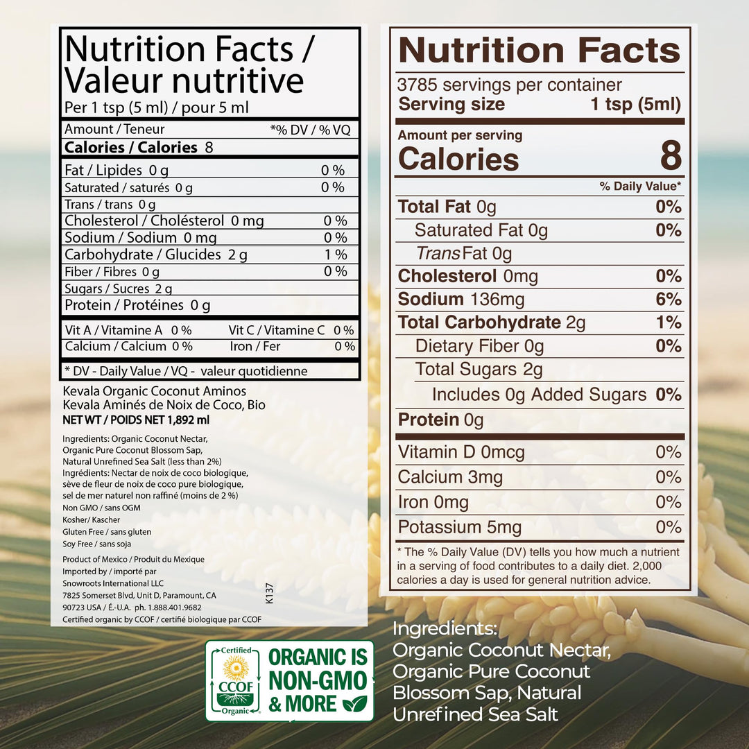 Kevala – Coconut Aminos – Soy-Free Seasoning – Organic – 64 oz