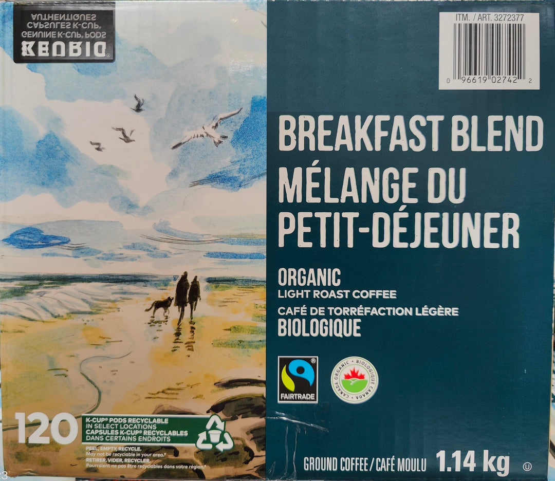 Kirkland Signature – Organic Breakfast Blend Coffee – Light Roast – 120 K Cups