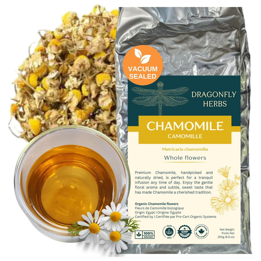 Dragonfly Herbs – Chamomile Tea – Organic Whole Flowers – 250g
