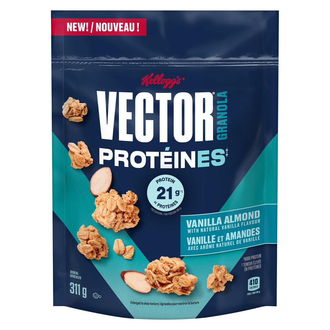 Vector Vanilla Almond Granola Cereal 2 x 311g – High Protein & High Fibre - Canadian Distribution - Ships Free Within Canada on Orders Above CAD $199