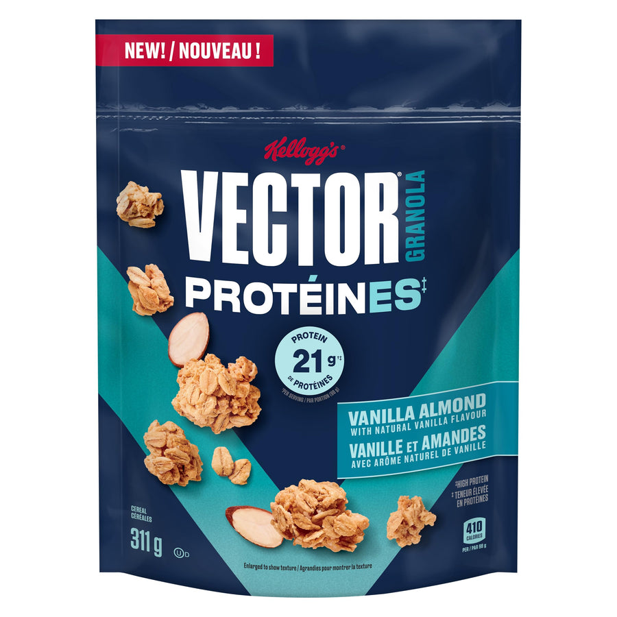 Vector Vanilla Almond Granola Cereal 2 x 311g – High Protein & High Fibre - Canadian Distribution - Ships Free Within Canada on Orders Above CAD $199