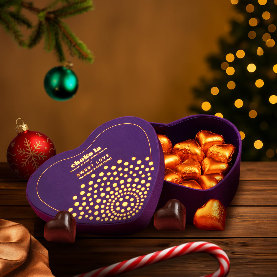 Coffret cadeau de chocolats en forme de cœur Choko La Sweet Love 100 g | Chocolats de couverture artisanaux | Cadeau haut de gamme