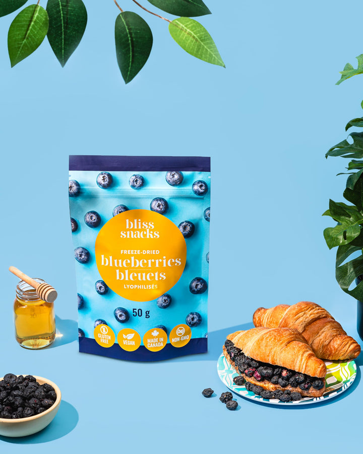 Bliss Snacks Freeze-Dried Blueberries, 2 x 50g - Canadian Distribution - Ships Free Within Canada on Orders Above CAD $199