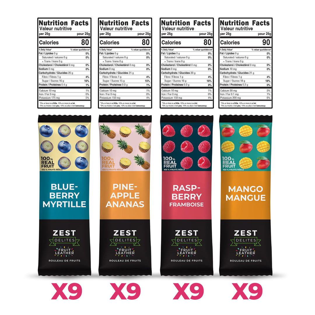 Zest Delites – Fruit Leather Lavashak – Mixed Fruit – 36 × 25g – Gluten-Free