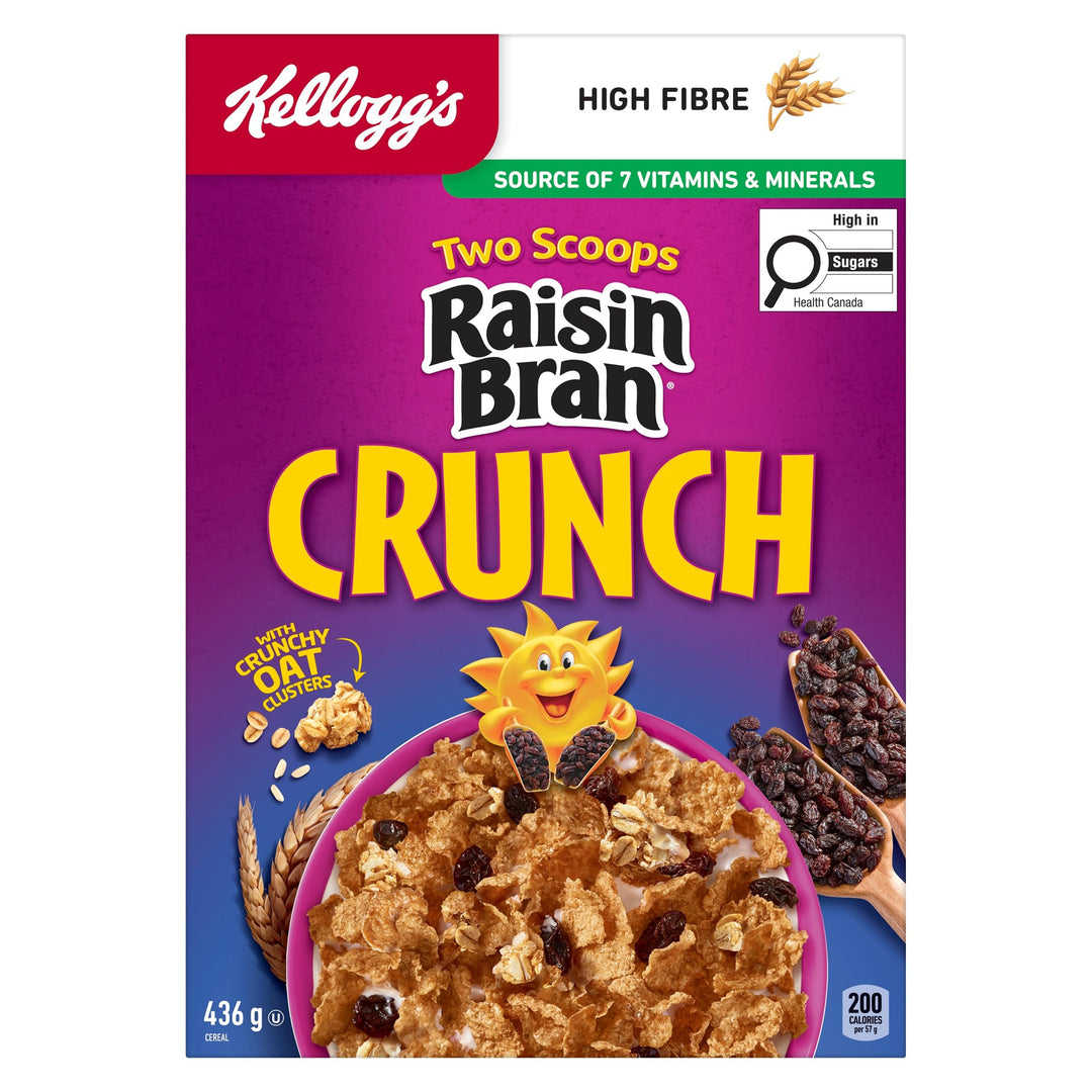 Kellogg's Two Scoops Raisin Bran Crunch Cereal 2 x 436g - Canadian Distribution - Ships Free Within Canada on Orders Above CAD $199