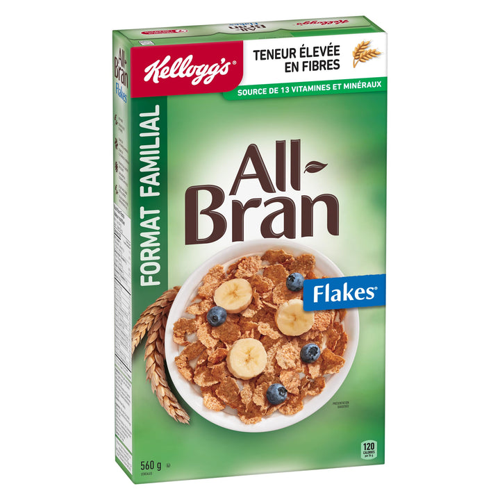 Kellogg's All-Bran Flakes Cereal 2 x 560g Family Size – High Fiber Breakfast - Canadian Distribution - Ships Free Within Canada on Orders Above CAD $199