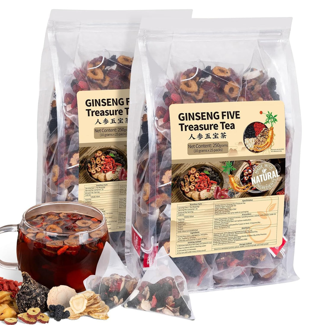 Ginseng Five Treasures – Detox Herbal Tea – Five Treasures Formula – 2 Pack / 50 Bags