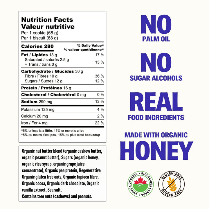 Made With Local – Protein Nut Butter Cookies – Double Chocolate – 12 Pack