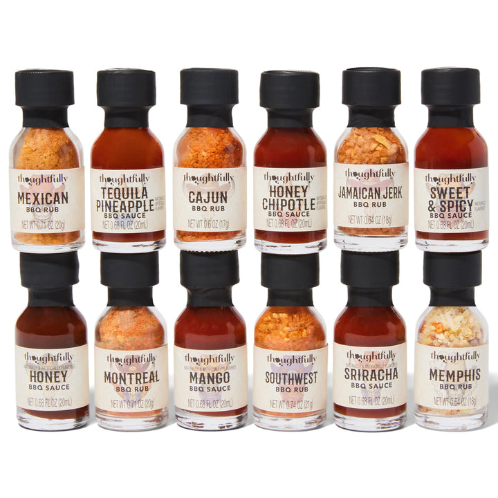 Thoughtfully – BBQ Sauce & Rub Gift Set – Western Theme – Set of 12
